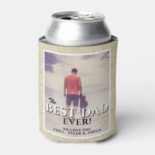 Rustieke Beste Pap Ooit Foto Vaderdag Blikjeskoeler (Blikje Voorkant)