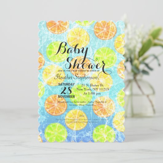 Rustieke Bevroren Citrus Zomerfruit Kaart (Staand voorkant)