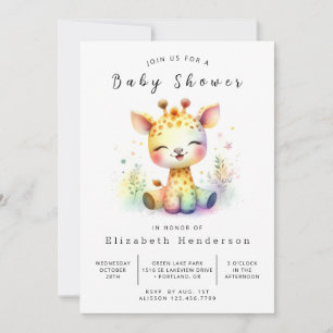 Rustieke bewerkbare Giraffe Baby shower Kaart
