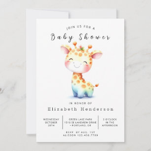 Rustieke bewerkbare Giraffe Baby shower Kaart