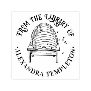 Rustieke bijenkorf, Vliegende Bijen #2 Bibliotheek Zelfinktende Stempel