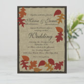 Rustieke bladeren en Burlap bruiloft Kaart (Staand voorkant)
