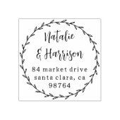 rustieke bladeren land krans bruiloft adres 	rubberstempel (Afrduk)