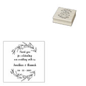 Rustieke bladeren met de hand getekend dank u rubberstempel (Gestempeld)