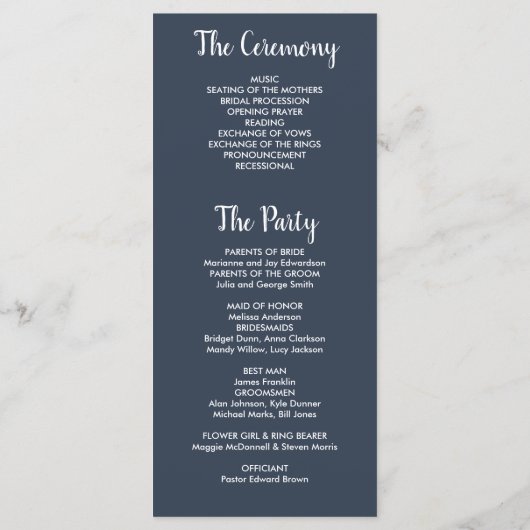 Rustieke bladeren op marineblauw huwelijksprogramm programma (Achterkant)