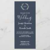 Rustieke bladeren op marineblauw huwelijksprogramm programma (Voorkant)