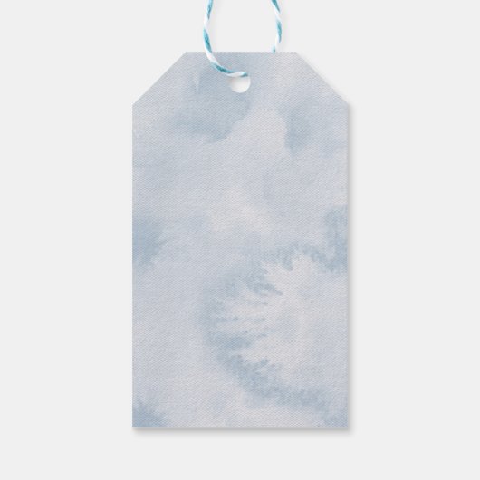 Rustieke blauwe ballon dank u Baby shower Cadeaulabel (Achterkant)