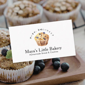 Rustieke blauwe bessen muffin waterverf bakkerij visitekaartje