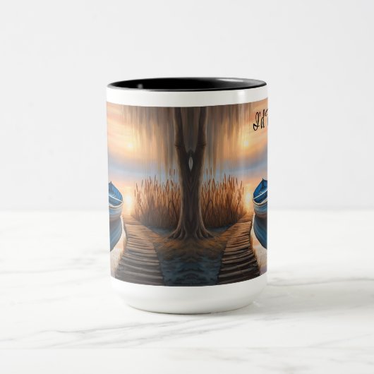 Rustieke blauwe boot, ik zou liever worden Gevist Mok (Midden)