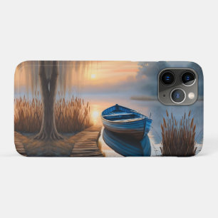 Rustieke blauwe boot Morning Sky Reflection iPhone 11 Pro Hoesje