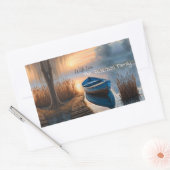 Rustieke blauwe boot Morning Sky Reflection Rechthoekige Sticker (Envelop)