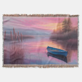 Rustieke blauwe boot roze luchten reflectie deken (Voorkant)