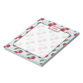 Rustieke blauwe gingham en kersen notitieblok (Gedraaid)