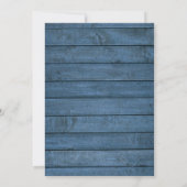 Rustieke Blauwe Houten Elegante Scriptie Bruiloft Save The Date (Achterkant)