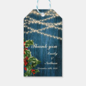 Rustieke Blauwe Houten Lichten Kerstmis Bruiloft F Cadeaulabel (Achterkant)