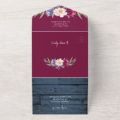 Rustieke Blauwe Houten Strijklichten | Bourgondisc All In One Uitnodiging (Buitenkant)