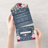 Rustieke Blauwe Houten Strijklichten | Bourgondisc All In One Uitnodiging (Afscheurbaar)