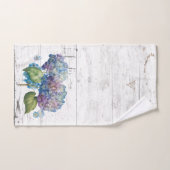 Rustieke Blauwe Hydrangea Blooms Houten Namen Mono Bad Handdoek (Handdoek)