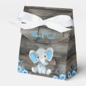 Rustieke Blauwe Jongen Olifant Favor Box Baby show Bedankdoosjes (Voorkant Zijde)