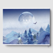 Rustieke Blauwe Misty Pine Forest Wedding Gastenboek (Achterkant)