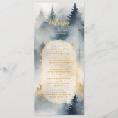 Rustieke Blauwe Pijnbomen Bos Wedding Menu (Voorkant)