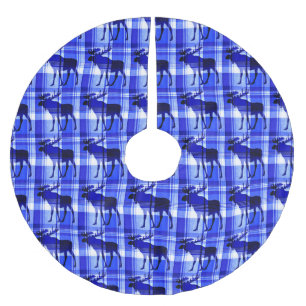 Rustieke blauwe plaid elanden boomrok kerstboom rok