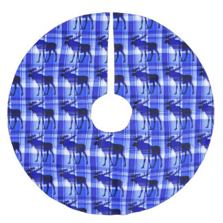Rustieke blauwe plaid elanden boomrok kerstboom rok