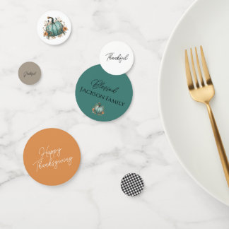 Rustieke Blauwe Pompoen Waterverf Tafel Confetti