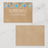 Rustieke Blauwe Raindrops Luier Raffle Baby shower Informatiekaartje (Voorkant / Achterkant)