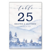 Rustieke Blauwe Waterverf Berg Bruiloft Kaart (Voorkant)