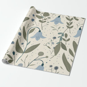 Rustieke Blauwe Wilde Bloem Pastel Vintage Boho Cadeaupapier