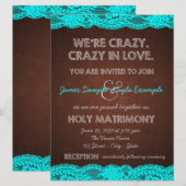 Rustieke Blauwgroen Blauwe en Bruine Country Weddi Kaart (Voorkant / Achterkant)