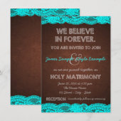 Rustieke Blauwgroen Blauwe en Bruine Country Weddi Kaart (Voorkant / Achterkant)