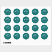 Rustieke Blauwgroen Burlap Script Wedding Envelope Ronde Sticker (Vel)