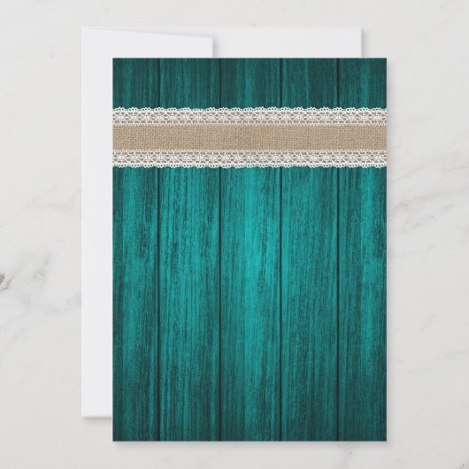 Rustieke Blauwgroen en Zonnebloem bruiloft uitnodi Kaart (Achterkant)