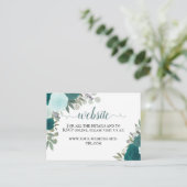 Rustieke Blauwgroen Waterverf Rozen Bruiloft Websi Informatiekaartje (Staand voorkant)