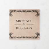 Rustieke Bloei  Grens Burlap Foto Huwelijk Drieluik Uitnodiging (Cover)