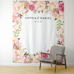 Rustieke bloem bruiloft foto prop achtergrond wandkleed