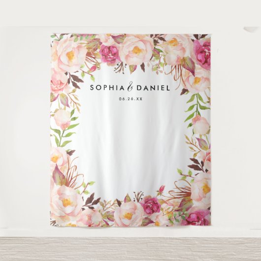 Rustieke bloem bruiloft foto prop achtergrond wandkleed (Voorkant)