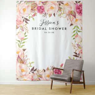 Rustieke bloem bruiloftsshower achtergrond wandkleed
