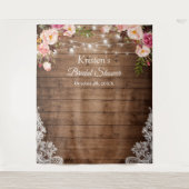 Rustieke bloem slingerlamp bruidsshower achtergron wandkleed (Voorkant)