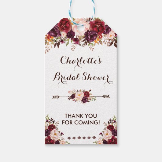 Rustieke Bloem Vrijgezellenfeest Shabby Chic Favor Cadeaulabel (Voorkant)