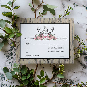Rustieke Bloemen Barnwood Hunt is Over Bruiloft RS RSVP Kaartje