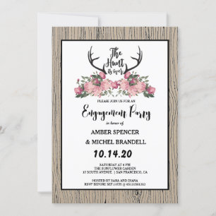 Rustieke Bloemen Barnwood Hunt is Over Verloving Kaart