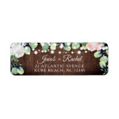 Rustieke Bloemen Blush Roze Rozen Trouwadres Etiket (Voorkant)