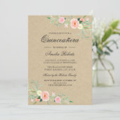 Rustieke Bloemen Boho Quinceanera Uitnodiging (Staand voorkant)