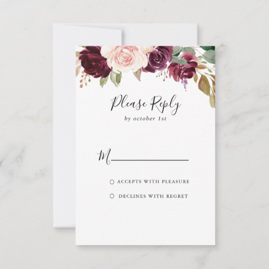 Rustieke Bloemen Botanische Bruiloft Menu Keuze RS (Achterkant)