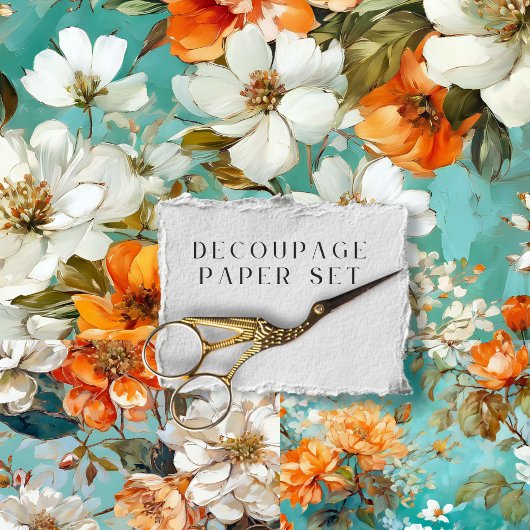 rustieke bloemen botanische decoupage inpakpapier vel