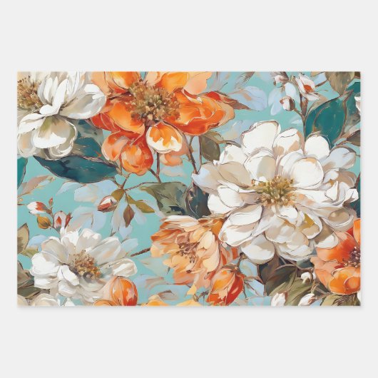 rustieke bloemen botanische decoupage inpakpapier vel (Voorkant 3)