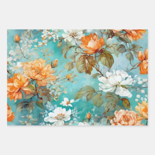 rustieke bloemen botanische decoupage inpakpapier vel (Voorkant 2)